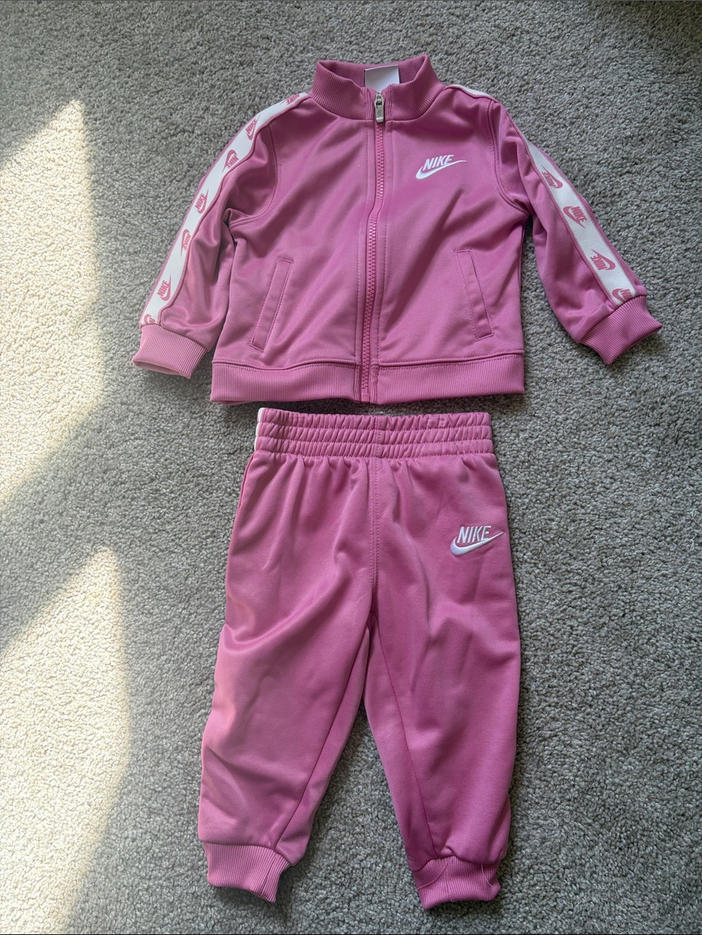 Nike Girls Rose Pink Zip-Front Tracksuit Set